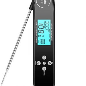 Instant read meat thermometer features a precise thermo couple sensor giving you speedy & accurate readings in 2-3 seconds. No more leaning over a hot grill.