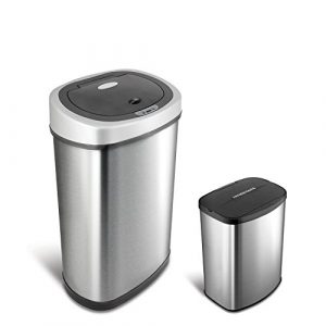 The Touchless Trash Can Combo will open its lid when you're within 10 in from the sensor. This set includes one 13.2 Gal and one 2.1 Gal touchless trash can.
