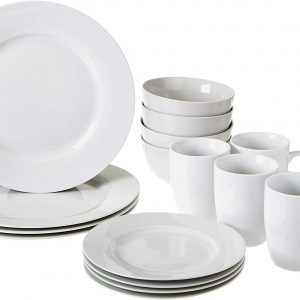 Upgrade your dining experience with our 16Pc Porcelain Dinnerware Set. The sleek modern design complements existing dinnerware pieces, table linen & decor.