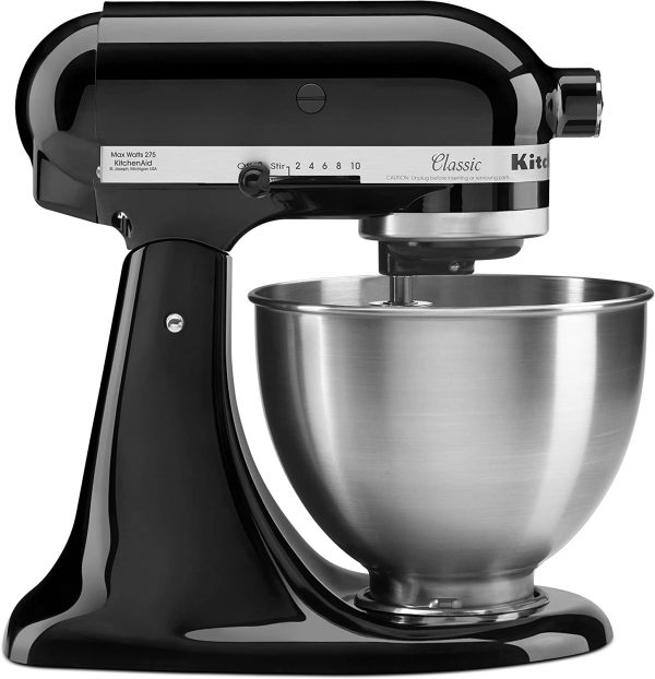 Get cooking with KitchenAid Classic Stand Mixer! It has a 4.5 QT stainless steel mixing bowl & 10 speeds to easily mix, knead, & whip your favorite ingredients.