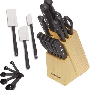 Treat yourself and your kitchen to the Farberware 'never needs sharpening' 22pc Triple Rivet Knife Set. It's the perfect gift for any aspiring chef.
