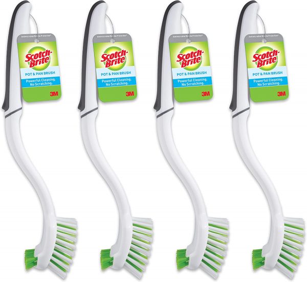 Say goodbye to stubborn stains & hello to a sparkling clean kitchen with 4 Scotch Brite Scrub Brushes. They have a built in antimicrobial agent in the bristles.