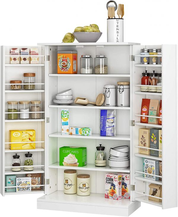 This free standing Kitchen Pantry Organizer adds a contemporary touch to your home and kitchen. It is perfect for storing and displaying your daily items.