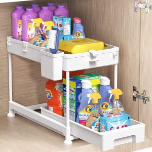 Tired of rummaging through cluttered cabinets? Say goodbye to the chaos and hello to organization with our innovative Under Sink Organizer.
