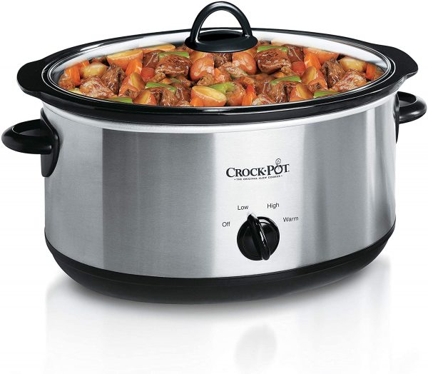 Spacious 7 QT Slow Cooker Crock Pot serves 9 plus people; fits a 7 pound Roast. Keep food at an ideal serving temperature with the convenient warm setting.