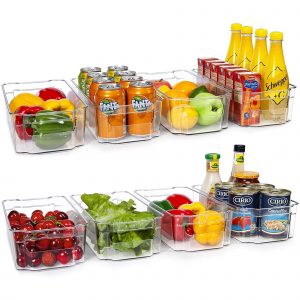 Goodbye to the chaos in your fridge & hello to a perfectly organized space with the 8pcs Refrigerator Organizer Bins. Made from sturdy, clear plastic.