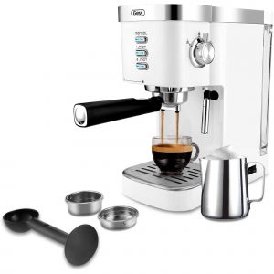Get barista level espresso at home with the GEVI 15 Bar Espresso Machine Frother! Precise temperature control & a 1.5L removable transparent water tank.