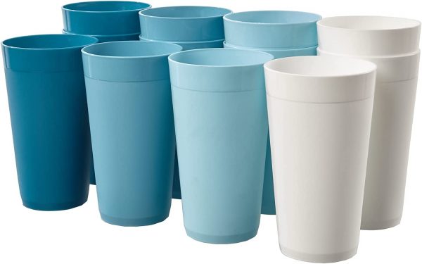 20 oz Plastic Tumblers - 3 solid colors in blue tones, BPA free