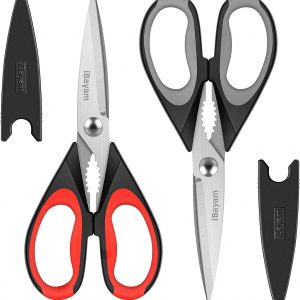 Stainless Steel Food Scissors Shears - 2 Colors - Red/Black or Black/Gray