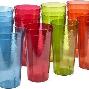 Set of 12 Large 32 oz Plastic Tumblers in 4 colors, BPA free