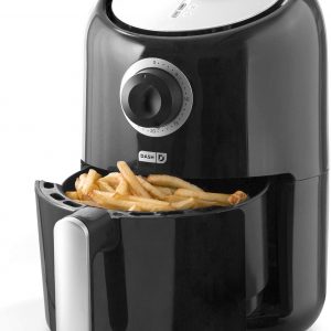 With this Dash compact air fryer enjoy the indulgence of crispy fried foods without the guilt. It has a 30 min. auto shut off time and 2 QT capacity.