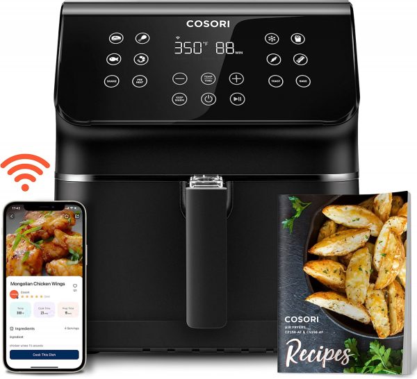 COSORI Pro II Smart Air Fryer. voice control with Amazon Alexa and Google Assistant for hands free cooking.