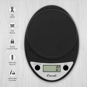 Escali Primo Digital Scales are accurate, multi-functional with an easy to use 2 button operation. The sealed control panel $ rounded design make the scale easy to keep clean and very durable.