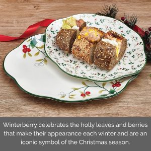Make this holiday season truly special with our Winterberry Set of 2 Serving Plates. Celebrate Christmas with the timeless motif of holly leaves and berries.